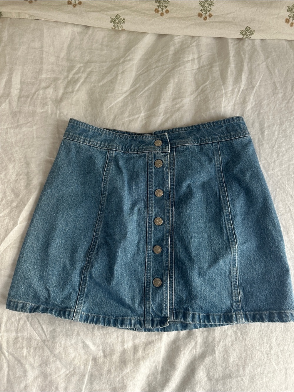 Madewell Blue Button-Front Denim Mini Skirt